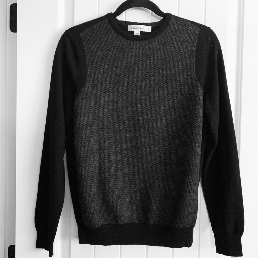 Calvin Klein Merino Wool Grey & Black Sweater